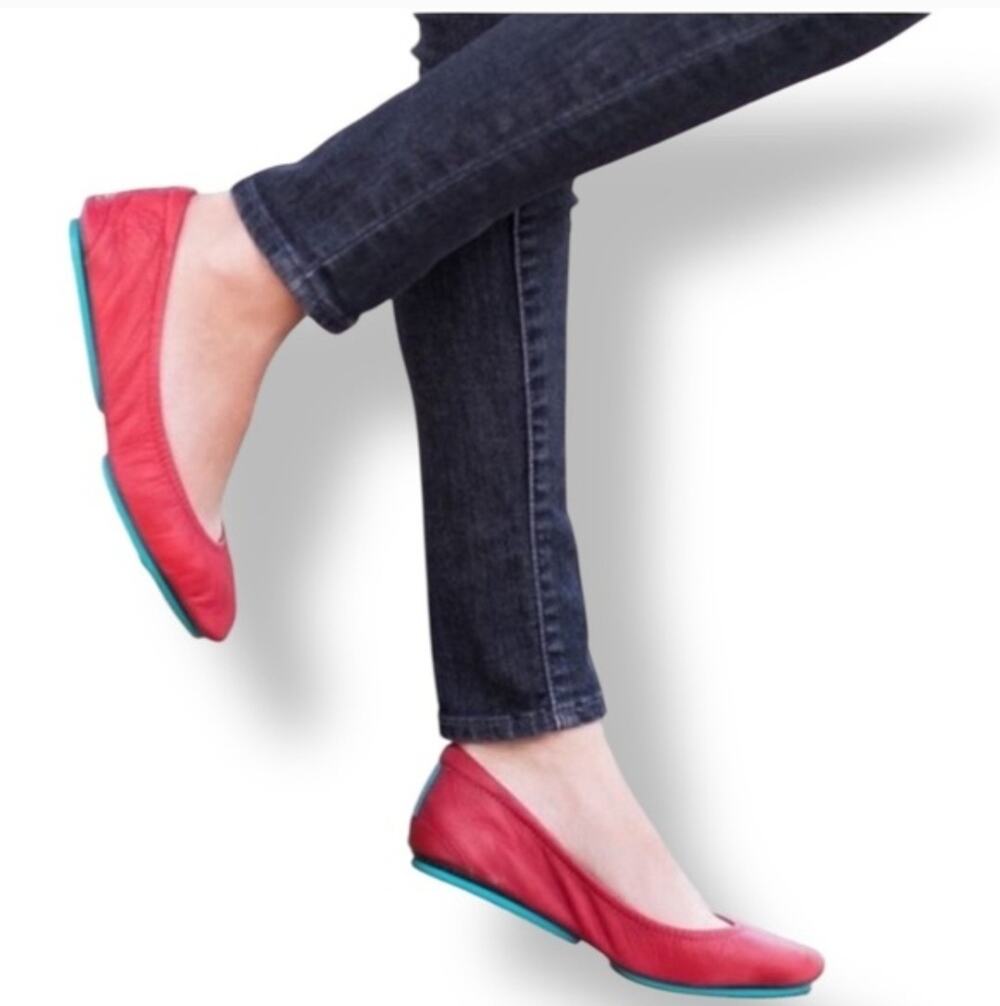 Tieks Leather Cardinal Red Ballet Flats Comfortable Durable Foldable Quality | 7